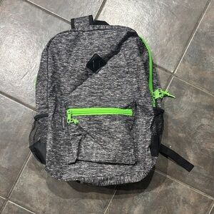 Gray Backpack with Neon Green Accents